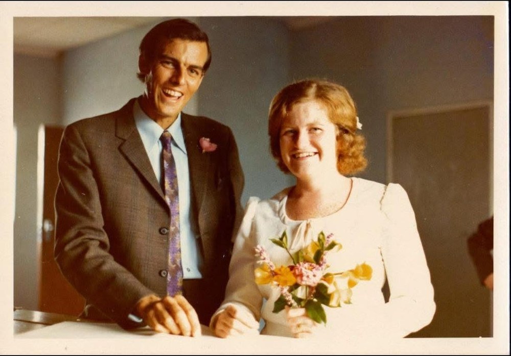 Sue Pujdak's parents on their wedding day in Zambia, 1973